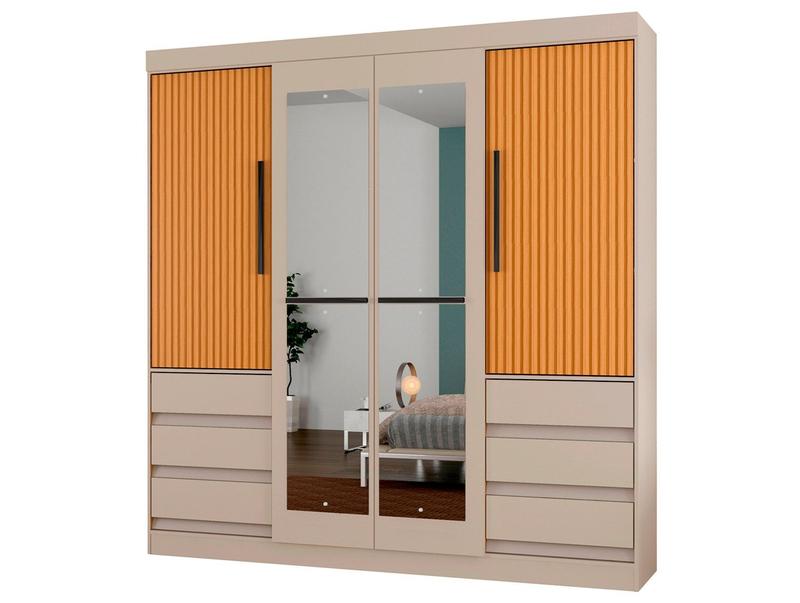 Guarda-roupa Casal com Espelho 4 Portas 6 Gavetas Araplac Atraente