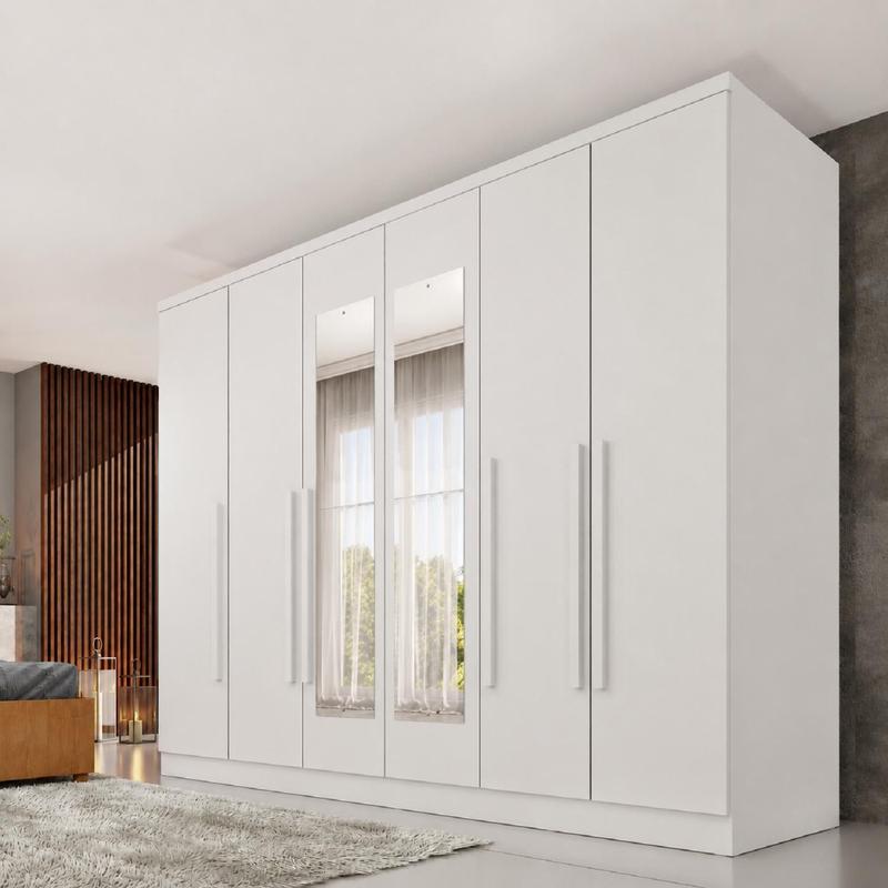 Guarda Roupa Casal com Espelho 6 Portas 4 Gavetas 239cm Veneza