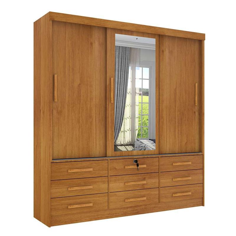 Guarda-Roupa Casal com Espelho Chicago I 3 PT 9 GV Cinamomo