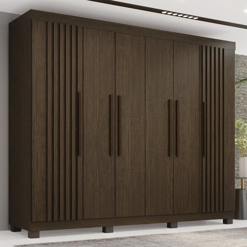 ペ*レ様 Tom Wood BLACK MOP 52 Guarda-roupa com Ripado 6 Portas 4 Gavetas Londres Prime - IMOP