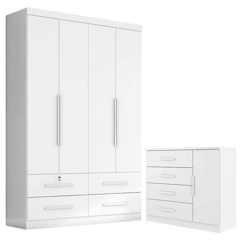 Guarda Roupa Solteiro Maximus Plus 4 portas com Cômoda Sapateira