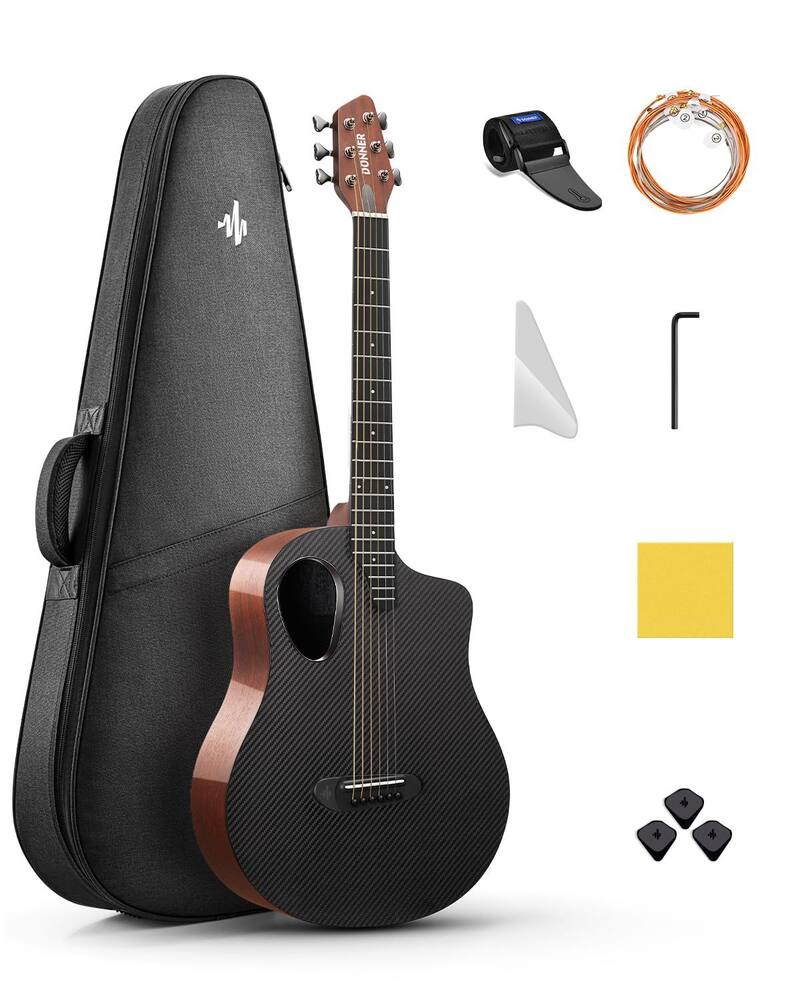 Guitarra acústica Donner Carbon X Wood Rising-G1 com kit de 38