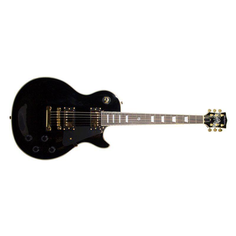 Guitarra LP Rocket Preta Com Ferragem Dourada Com Case Dolphin
