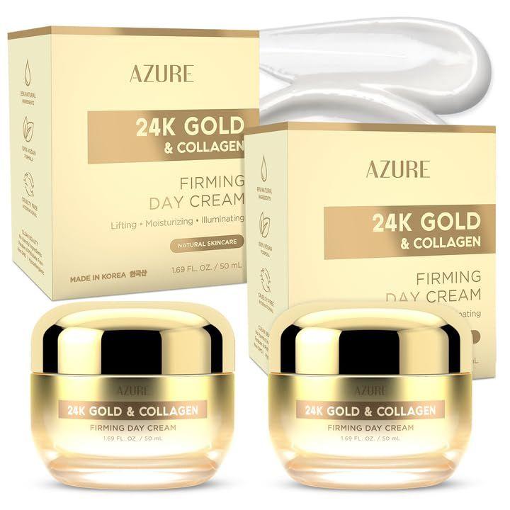 Hidratante Azure 24K Gold & Collagen Face, 50 ml, pacote com 2