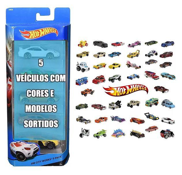 Hot Wheels Caixa com 5 Carros Mattel 1806 Sortidos - Carrinhos de