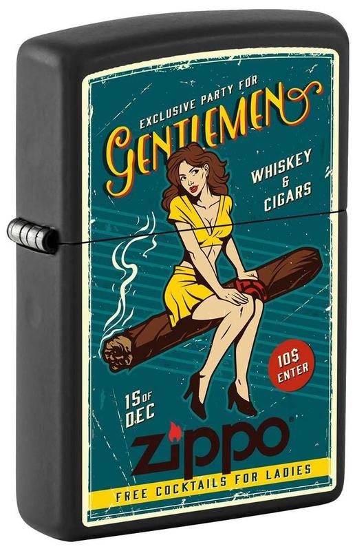 タバコグッズ PINUPgirls ZIPPO Isqueiro Zippo Cigar Pin-up Girl Black Matte 81329 - Isqueiro