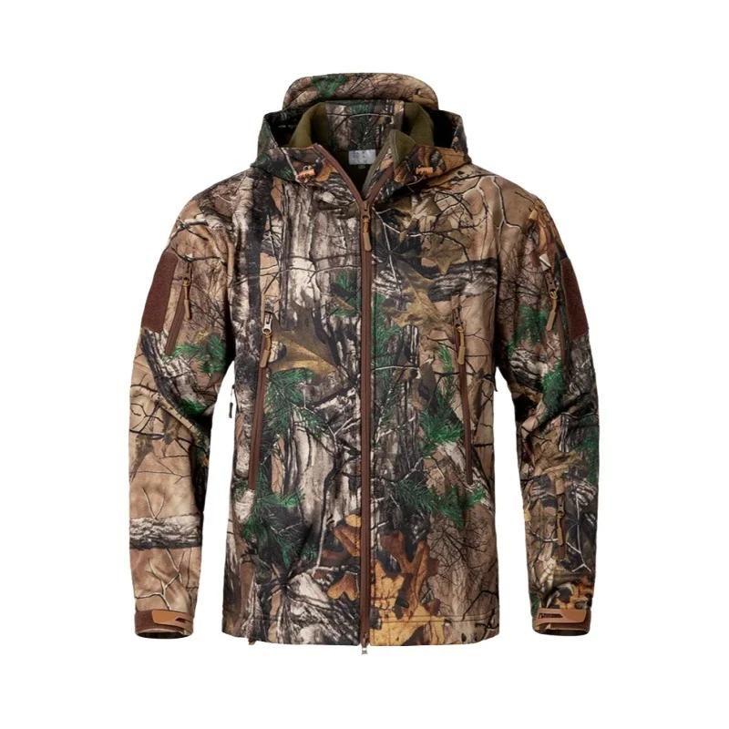 Jaqueta Tática Masculina Camuflada Impermeável Quente Com Capuz De - Main Image