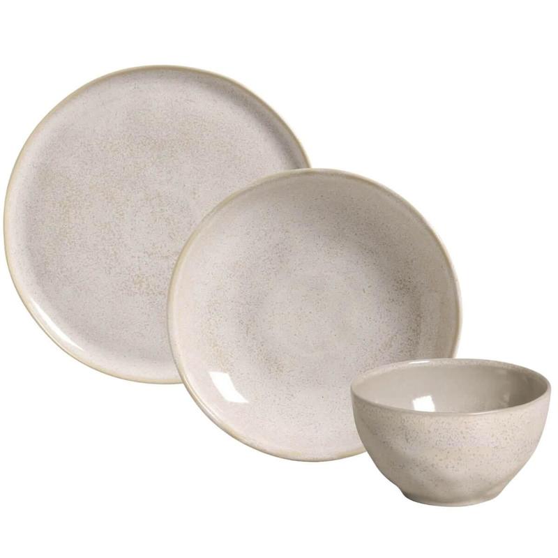 Jogo de Jantar 18 Peças Bio Latte Cerâmica Off White Prato - Porto