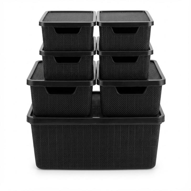 Kit 7 Caixas Organizadoras com Tampa 2L, 6L e 16L