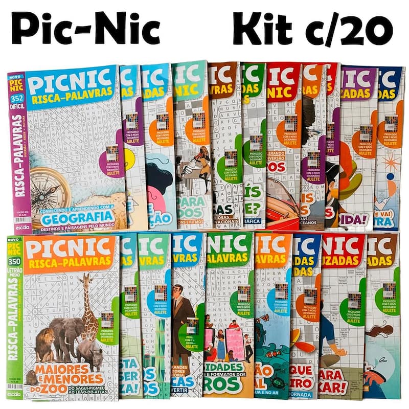 Kit C/20 Revistas Passatempo PIC-NIC Caça-Palavras Cruzadas - Sem