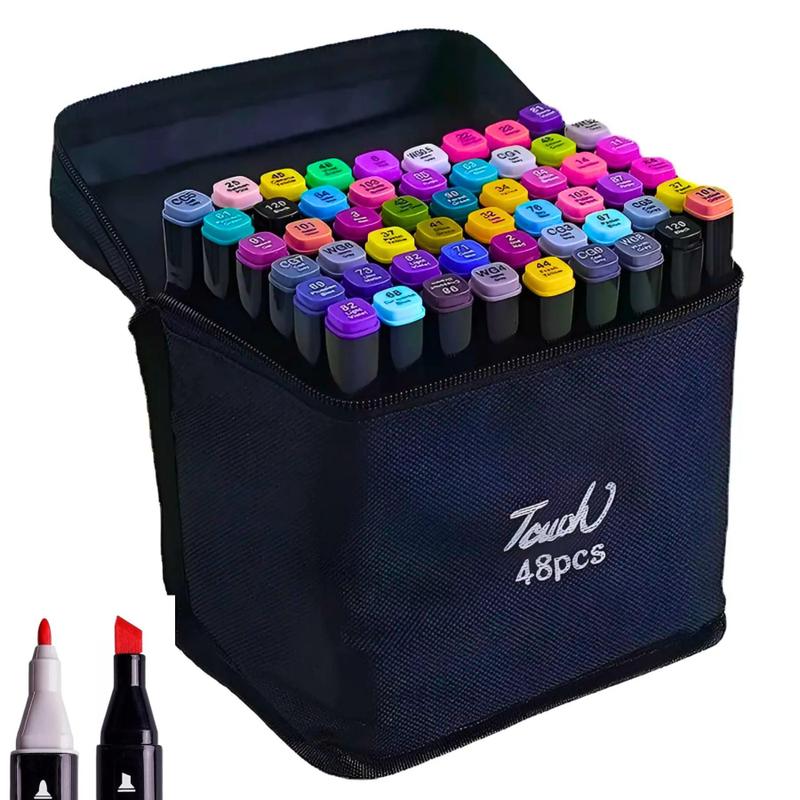 Kit Caneta Touch Base De Álcool 48 Cores Permanente Dupla Colorir