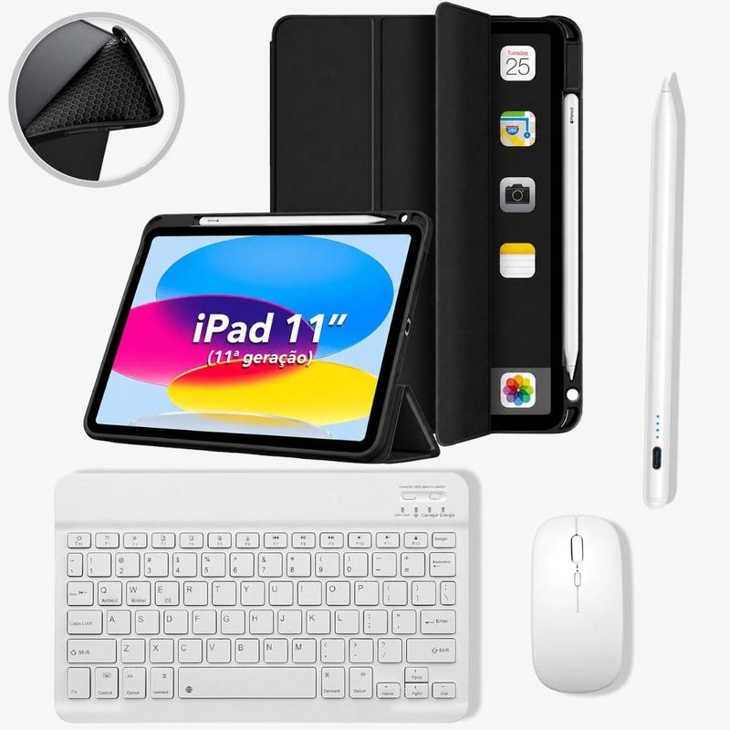 Kit compatível com iPad 11 A16 Capa Smart Trifold Teclado Mouse