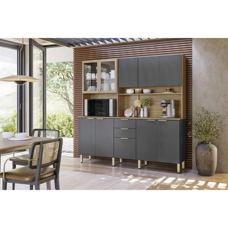 Kit de Cozinha Compacta Amora c/ 10 Portas e 2 Gavetas 198cm