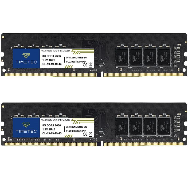 KIT de memória RAM Timetec de 16 GB (2x8 GB) DDR4 2666 MHz PC4