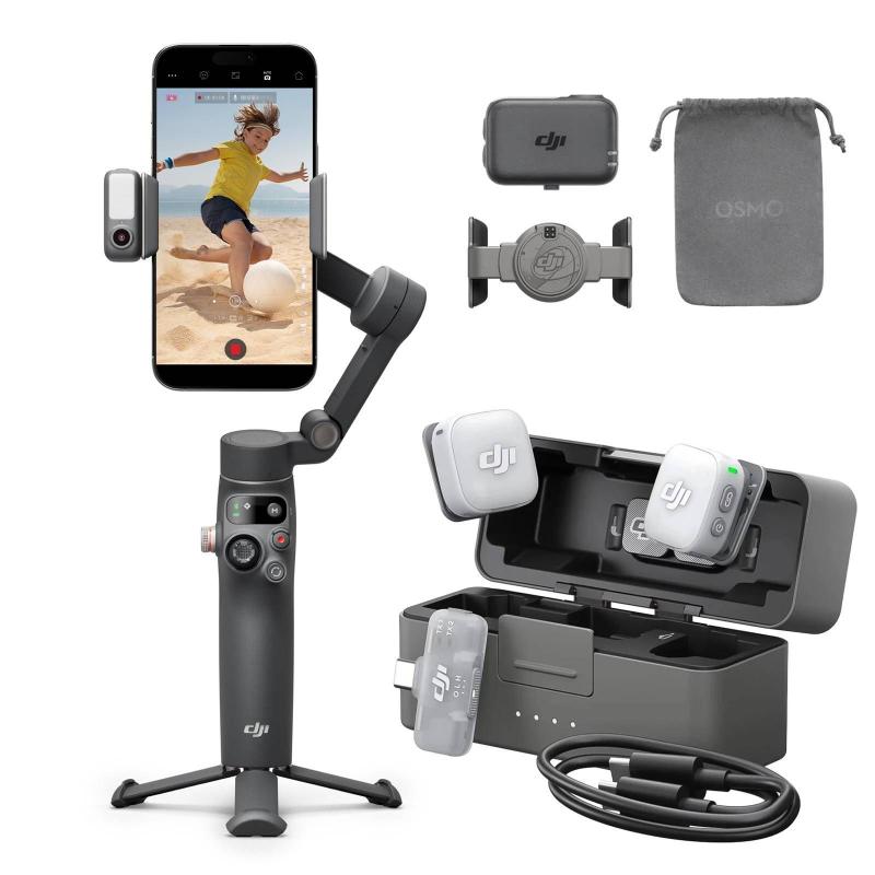 【美品】DJI Osmo Mobile 7P&DJI MIC MINI SET Kit Estabilizador Dji Osmo Mobile 7p + Microfone Dji Mic Mini 2