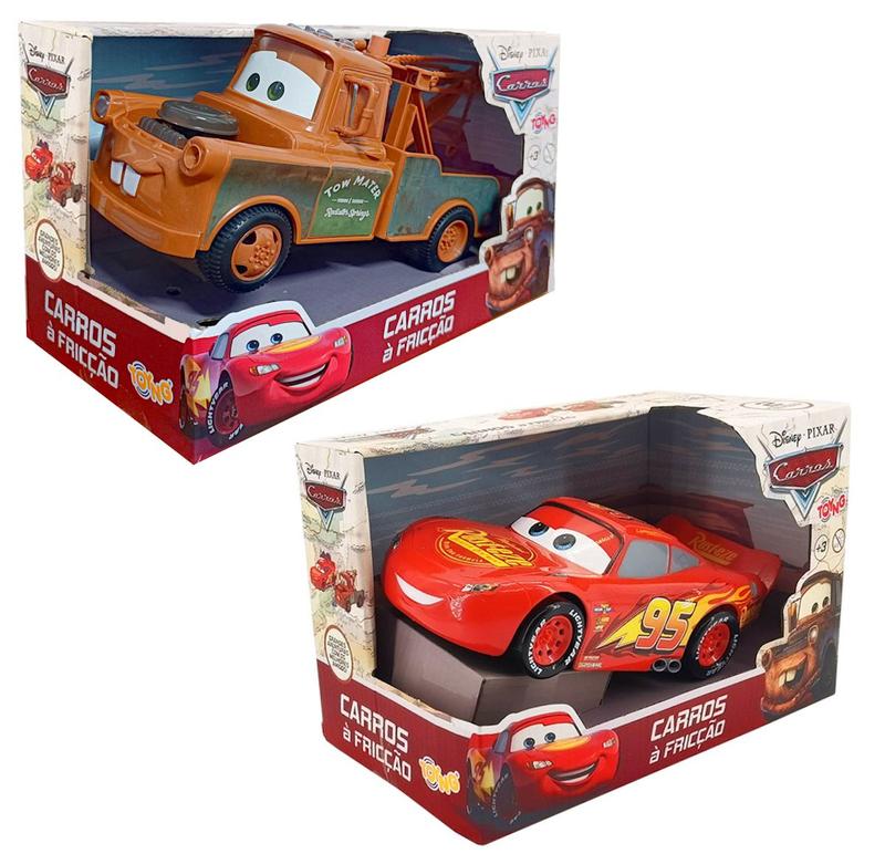 Kit Mate e Relâmpago Mcqueen Carrinhos de Fricção 22cm Toyng