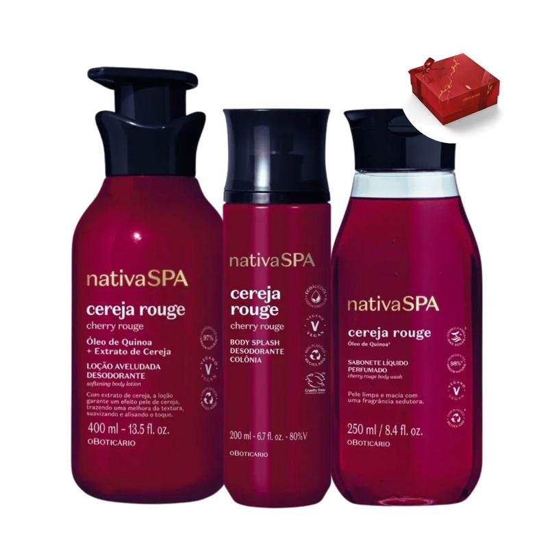 Kit Presente Feminino Perfume Cereja Rouge Nativa Spa O Boticário