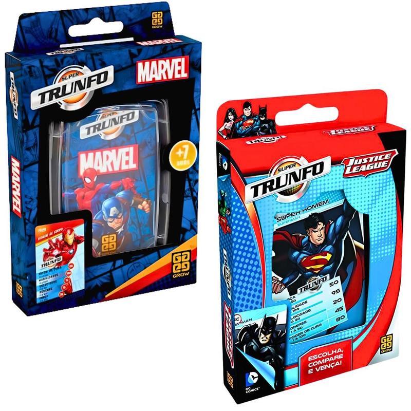Kit Super Trunfo Heróis Marvel e Liga da Justiça Grow - Deck de