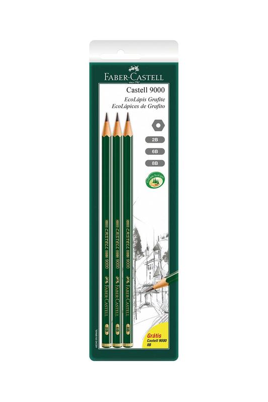 Lápis Grafite Faber-Castell Nº2B/6B/8B com 3 Unidades - Faber
