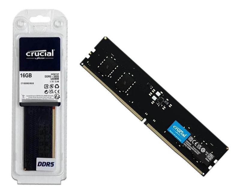 Memória Ram uDIMM PC DDR5 16GB 5600Mhz CL46 Crucial Basics