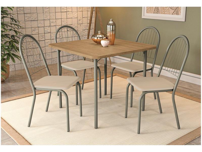 Mesa de Cozinha 4 Cadeiras Quadrada - CMC649NK-16 Kappesberg