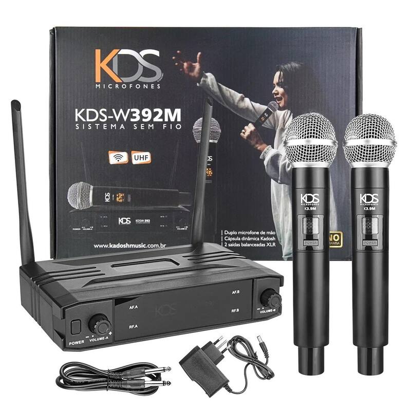 Microfone sem fio Kadosh KDS-W392M - Microfone Dinâmico - Magazine
