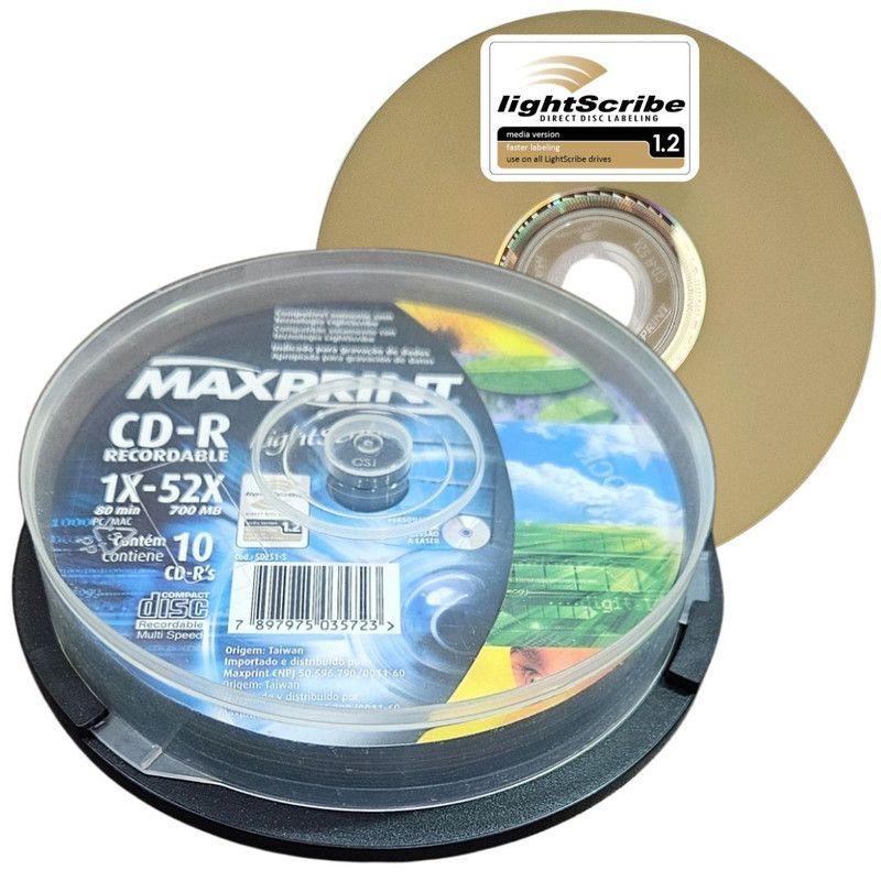 Mídia Gravável CD-R 52x 700MB Maxprint 10 Und. LightScribe - CD