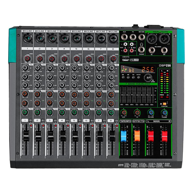 Misturador de Áudio Depusheng PA8 - 8 Canais, USB, Bluetooth e MP3