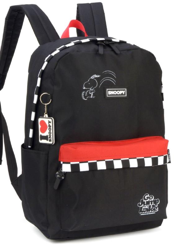 SNOOPY  Mochila Costa Escolar Snoopy Peanuts 45cm Preta Original Luxcel