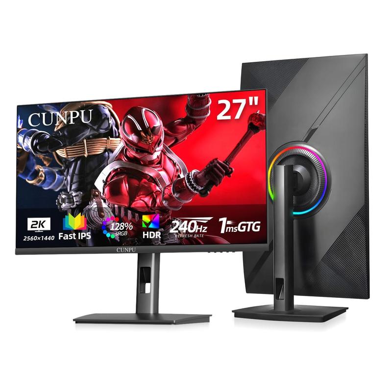 Monitor de jogos CUNPU de 27 polegadas 1440P QHD 240Hz Fast IPS