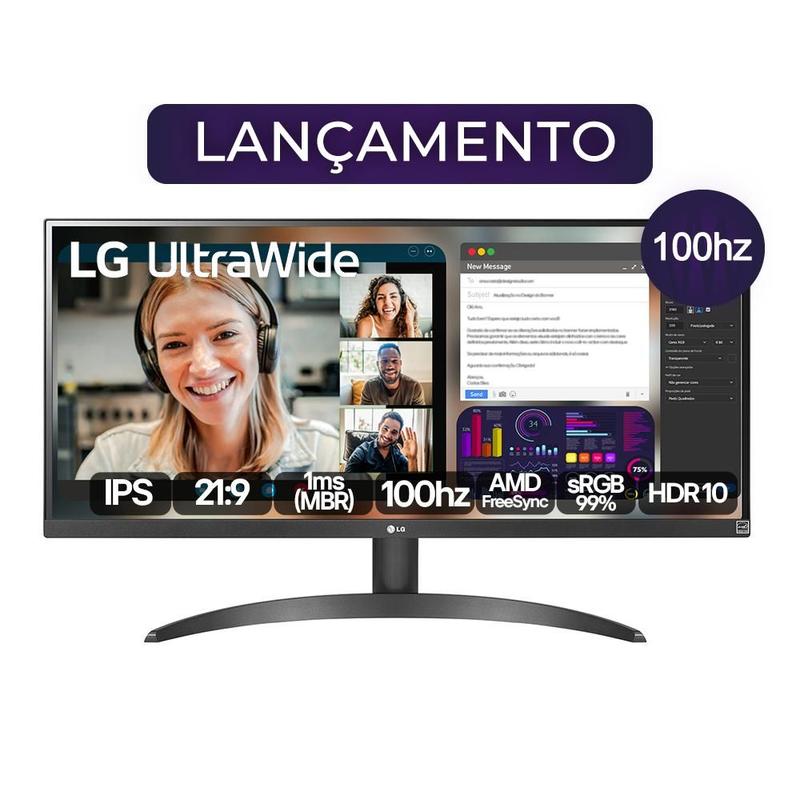 Monitor LG 29 UltraWide 29WQ500B Tela IPS 219, Full HD, 1ms MBR, 100Hz, AMD FreeSync, sRG9 