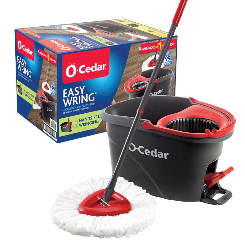 Mop Giratório de Microfibra O-Cedar EasyWring com Balde - Vermelho