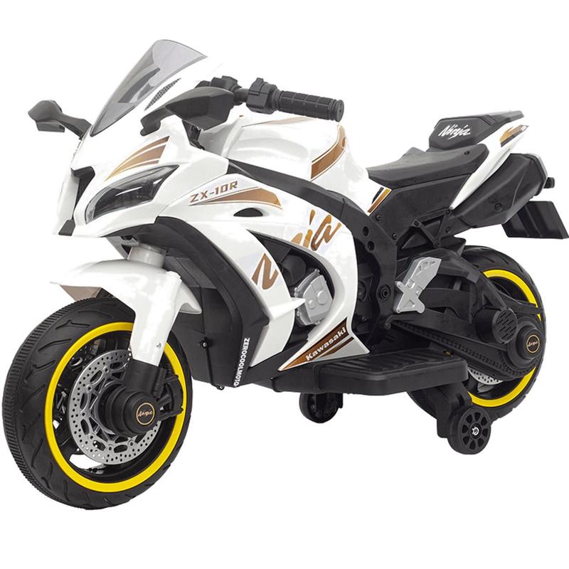 Moto Eletrica Bang Toys Kawasaki Ninja ZX-10RR 12V Branca - Moto