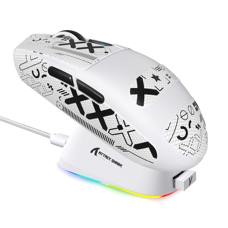 Mouse sem fio para jogos ATTACK SHARK G3PRO RGB 25K DPI branco