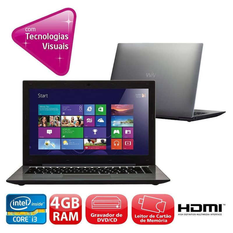 Notebook CCE Core i3 4GB HD 500GB 14 Polegadas Windows 8 T345
