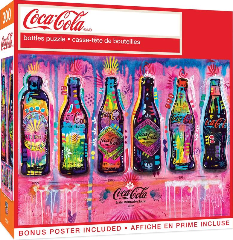 Obras-primas do quebra-cabeça: garrafas de Coca-Cola, 300 peças