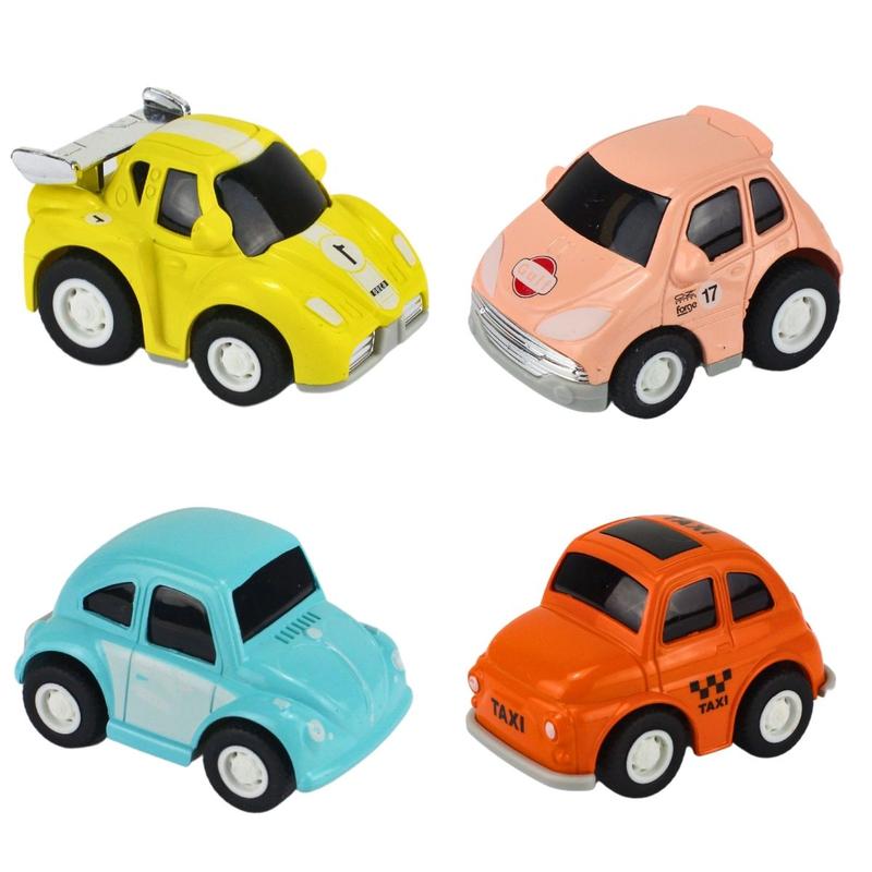 Pack 4 Mini Veículos Urbanos de Plástico Pull Back Cars - MSB