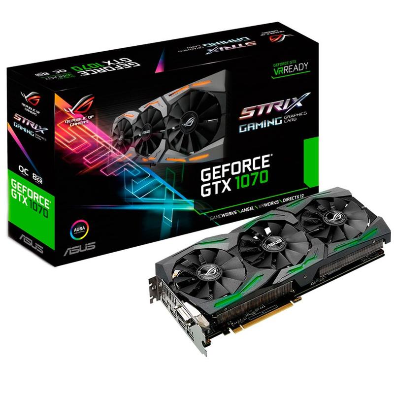 【中古】STRIX-GTX1070-O8G-GAMING Placa de Vídeo ASUS GeForce GTX 1070 Strix Gaming 8GB GDDR5 PCI