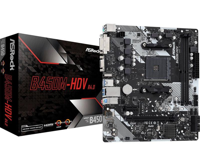Placa Mãe ASROCK AM4 B450M-HDV R4.0 M-ATX 2XDDR4 DIMM 64GB 2XUSB2