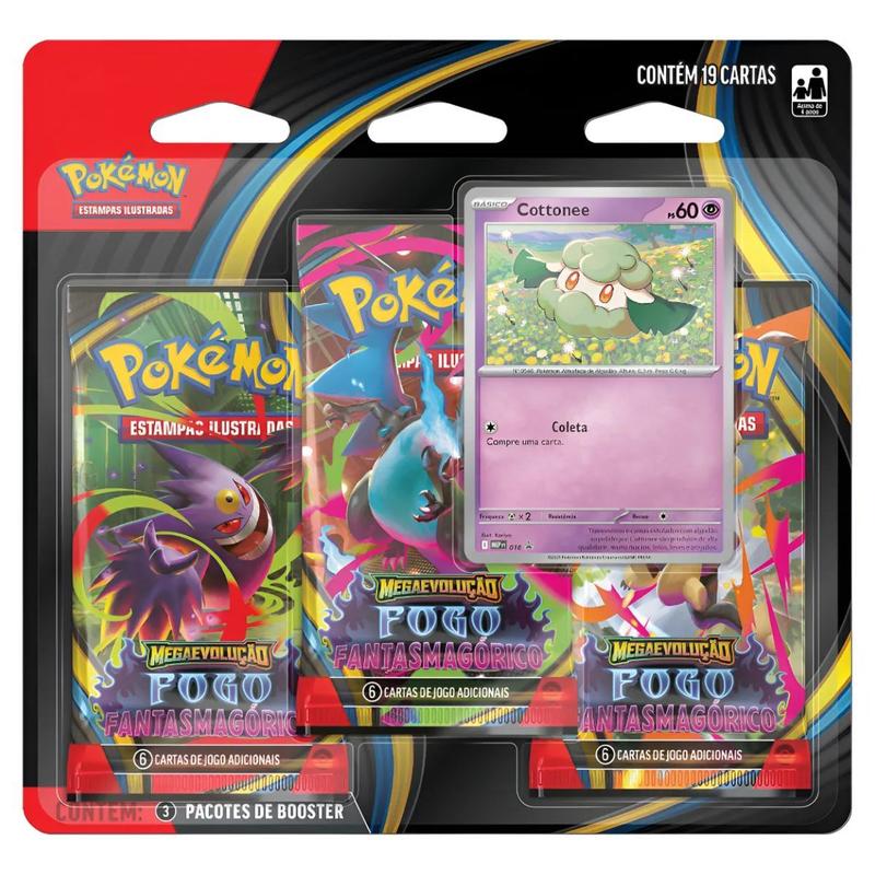 Pokémon TCG Triplo Cottonee Fogo Fantasmagorico - Copag - Deck de