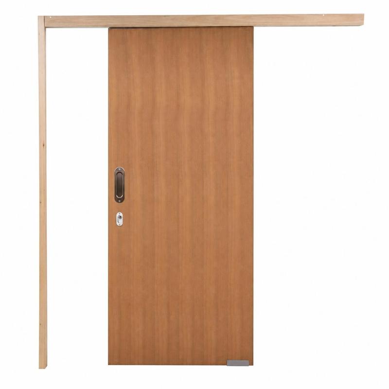 Porta de Correr Madeira Natural para Verniz 210x120 Kit Completo