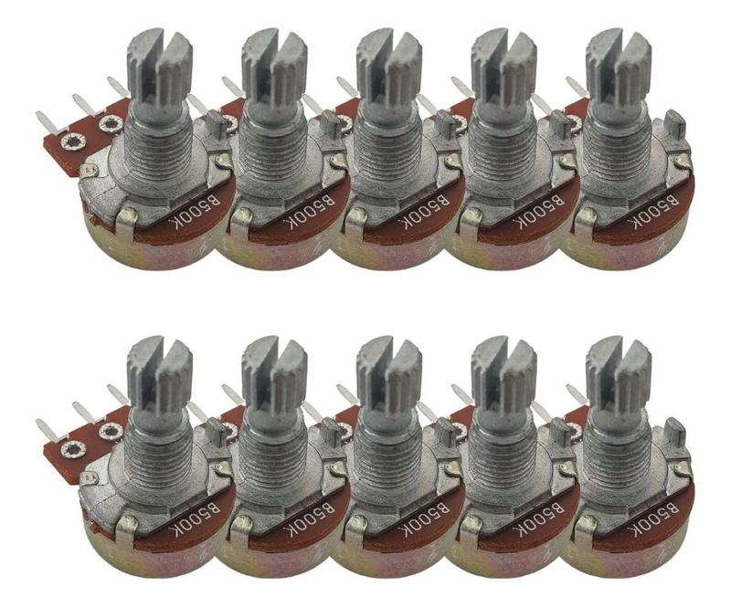 Potenciômetro Linear 500k Eixo 6mm Estriado L15 - Kit 10 Peças