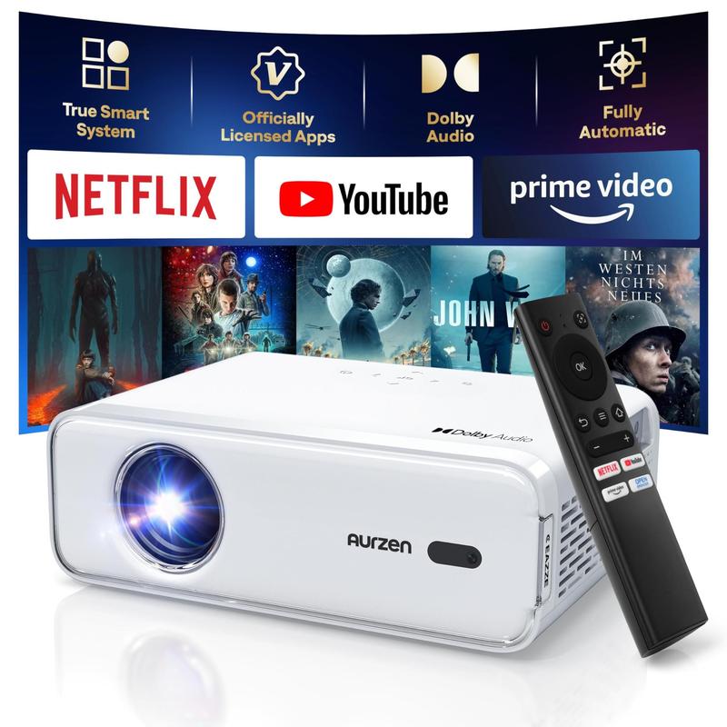 Aurzen EAZZE D1 プロジェクター WiFi Bluetooth Projetor Inteligente Aurzen EAZZE D1 WiFi Bluetooth 1080P Branco
