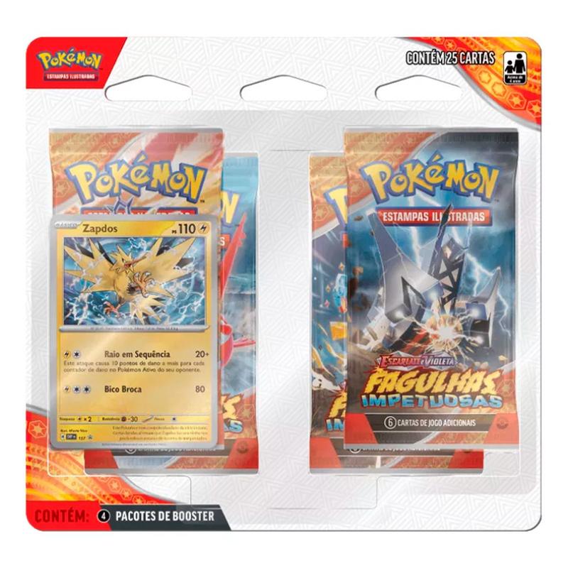 Quad Pack Pokémon Ev 8 Fagulhas Impetuosas Zapdos 35028 - Copag