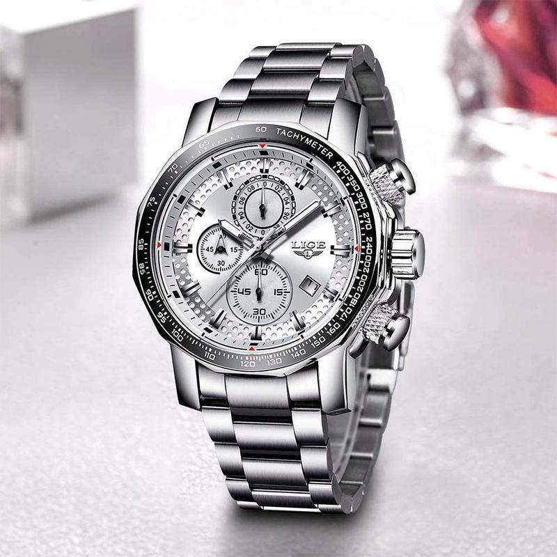 Relógio analógico masculino Lige 9902 Prova D'água Relógio