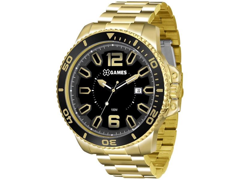Relogio Xgames Masculino Dourado Caixa Grande Xmgs 1019 P2kx