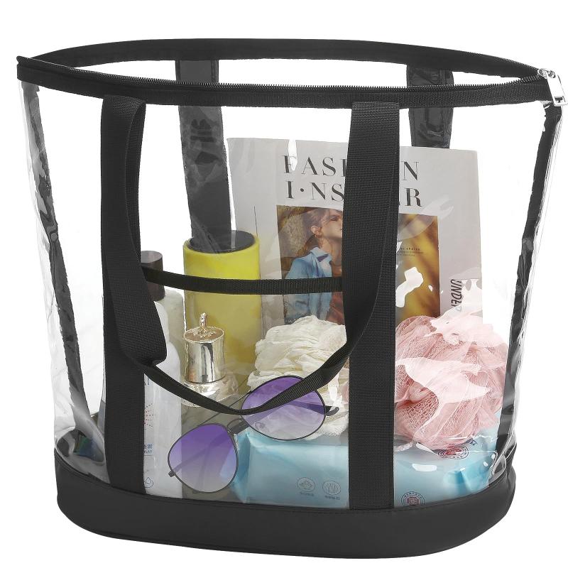 ［archive］HYOMA PVC clear hand bag black Sacola transparente HAOGUAGUA de PVC impermeável extra grande