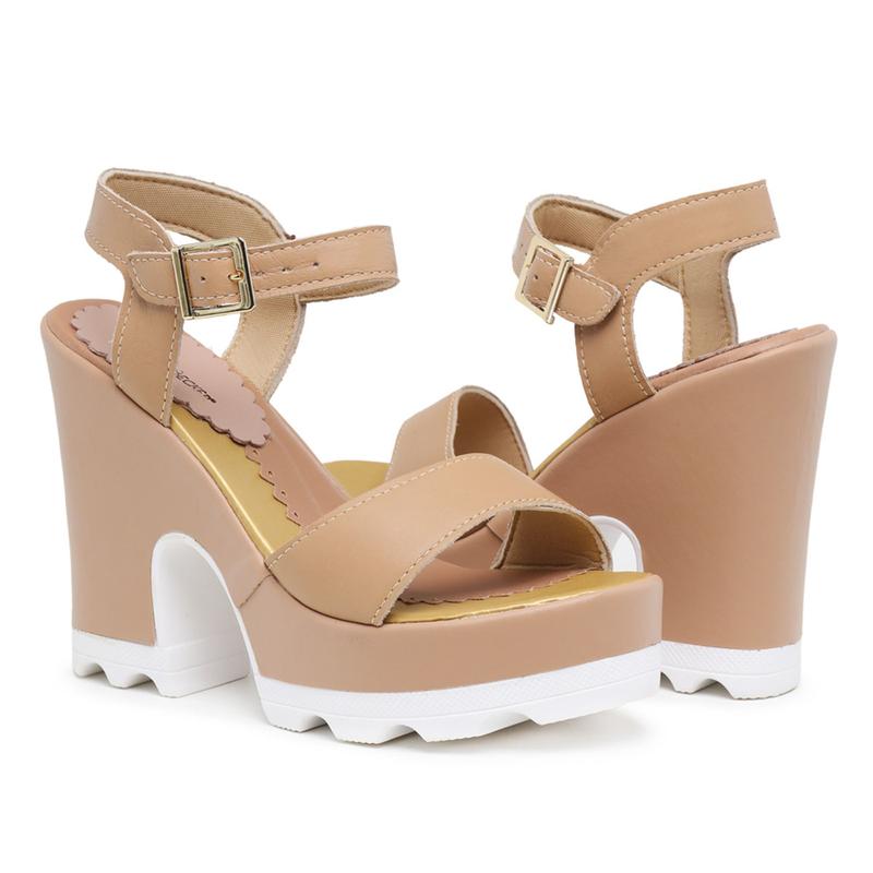 Sandalia De Salto Meia Pata tratorada Feminina Em Couro Betina