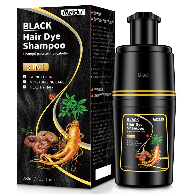 Shampoo de tintura de cabelo IIIMEIDU preto 350 ml, cobertura