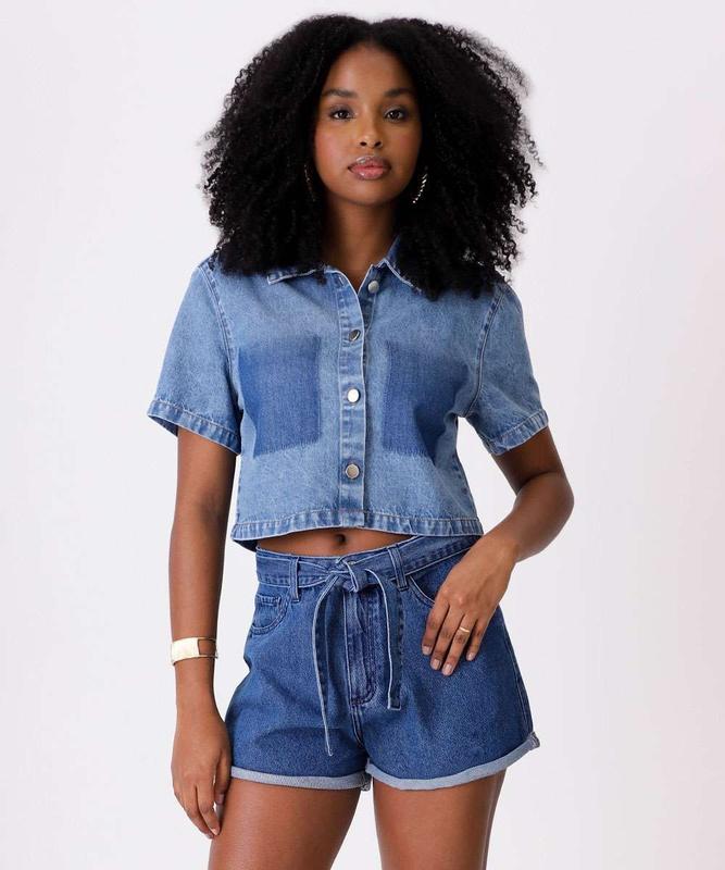 Short Jeans Feminino Clochard Barra Dobrada Marisa-08081 - Short